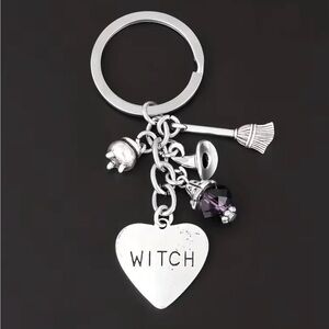 ⭐️ Silvertone Witch Charm Keychain